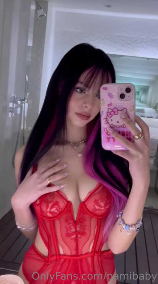 PamiBaby Red Lingerie See thru OF